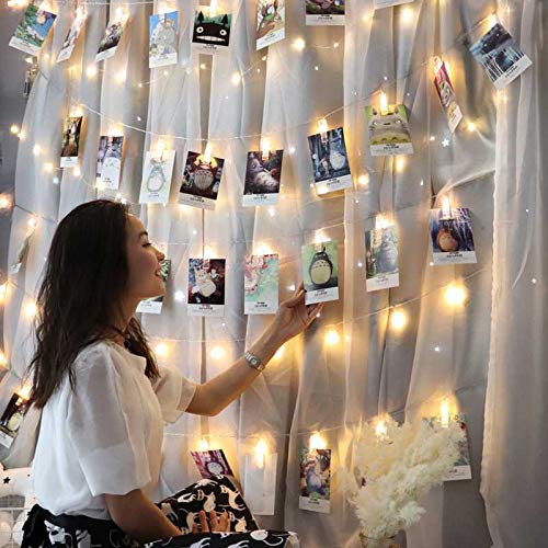 CozyHome - 5.5YD photo string with clips battery with timer remote | 30x light clips led | hanging fairy picture indoor | photo lights with clips | clip lights for girl pictures | teen girl room decor image 5