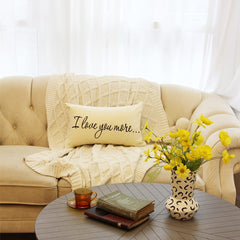 Ogiselestyle Farmhouse Pillow Covers with I Love You More Quotes 12" x 20" Lumbar Pillow Covers Home Decorative Linen Cushion Case for Sofa Couch Housewarming Gifts Family Room Décor image 3