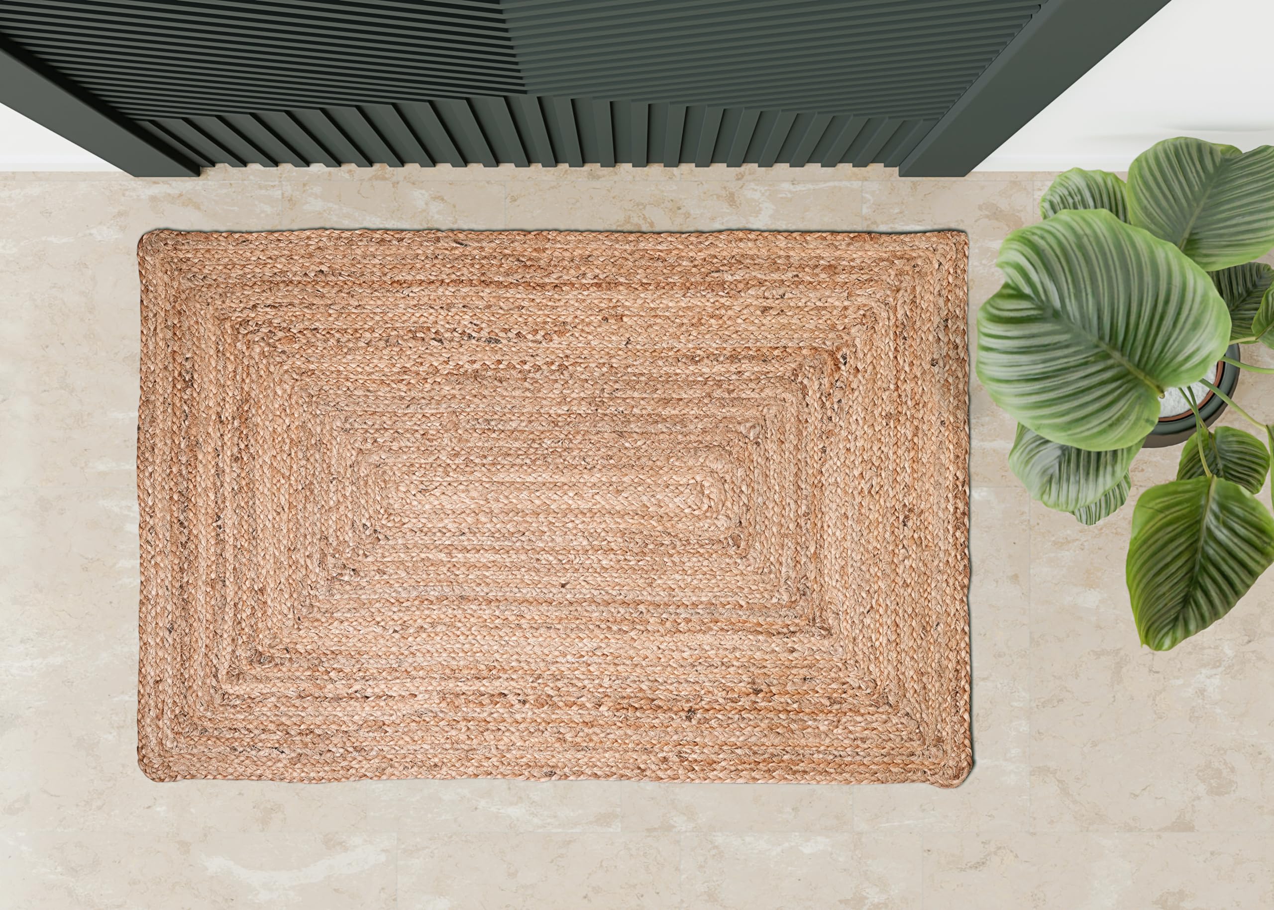 Hausattire Hand Woven Jute Braided Rug, 2'x3' – Natural, Reversible Boho Entry Area Rugs for Kitchen, Living Room I Farmhouse Indoor Outdoor Decorative Floor Rug, 24x36 Inches image 7