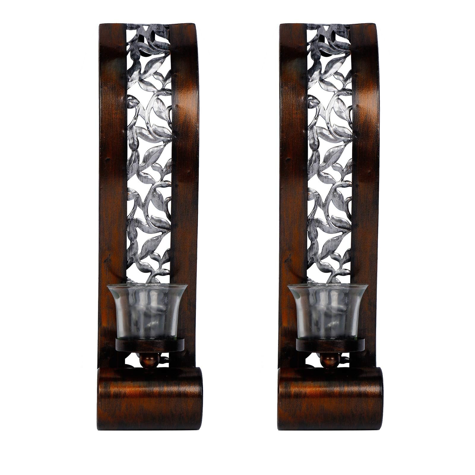 Shelving Solution Wall Sconce 14.4 x 3.5 Inch, with Tea Light Candle Holder Antique Bronze Style Metal Wall Art Decorations for Living Room, Bathroom, Dining Room and Office, Set of 2 image 1