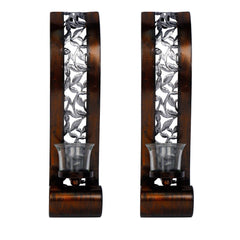 Shelving Solution Wall Sconce 14.4 x 3.5 Inch, with Tea Light Candle Holder Antique Bronze Style Metal Wall Art Decorations for Living Room, Bathroom, Dining Room and Office, Set of 2 image 1