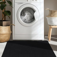 Machine Washable Modern Solid Design Non-Slip Rubberback 2x3 Traditional Area Rug for Entryway, Bedroom, Kitchen, Bathroom, 2'3" x 3', Black image 1