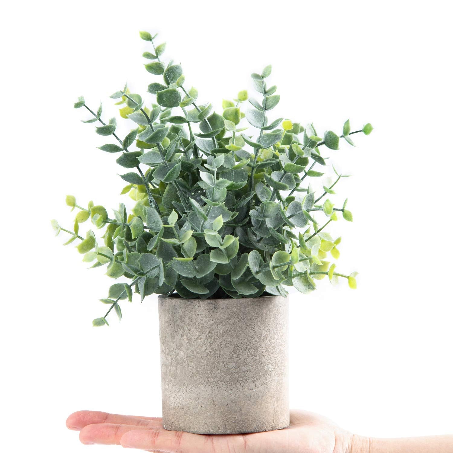 Coferset 2 Pack Small Fake Plants Eucalyptus Potted Artificial Plants for Shelf Desk Home Bathroom Farmhouse Room Coffee Table Decor (Sage Green) image 6