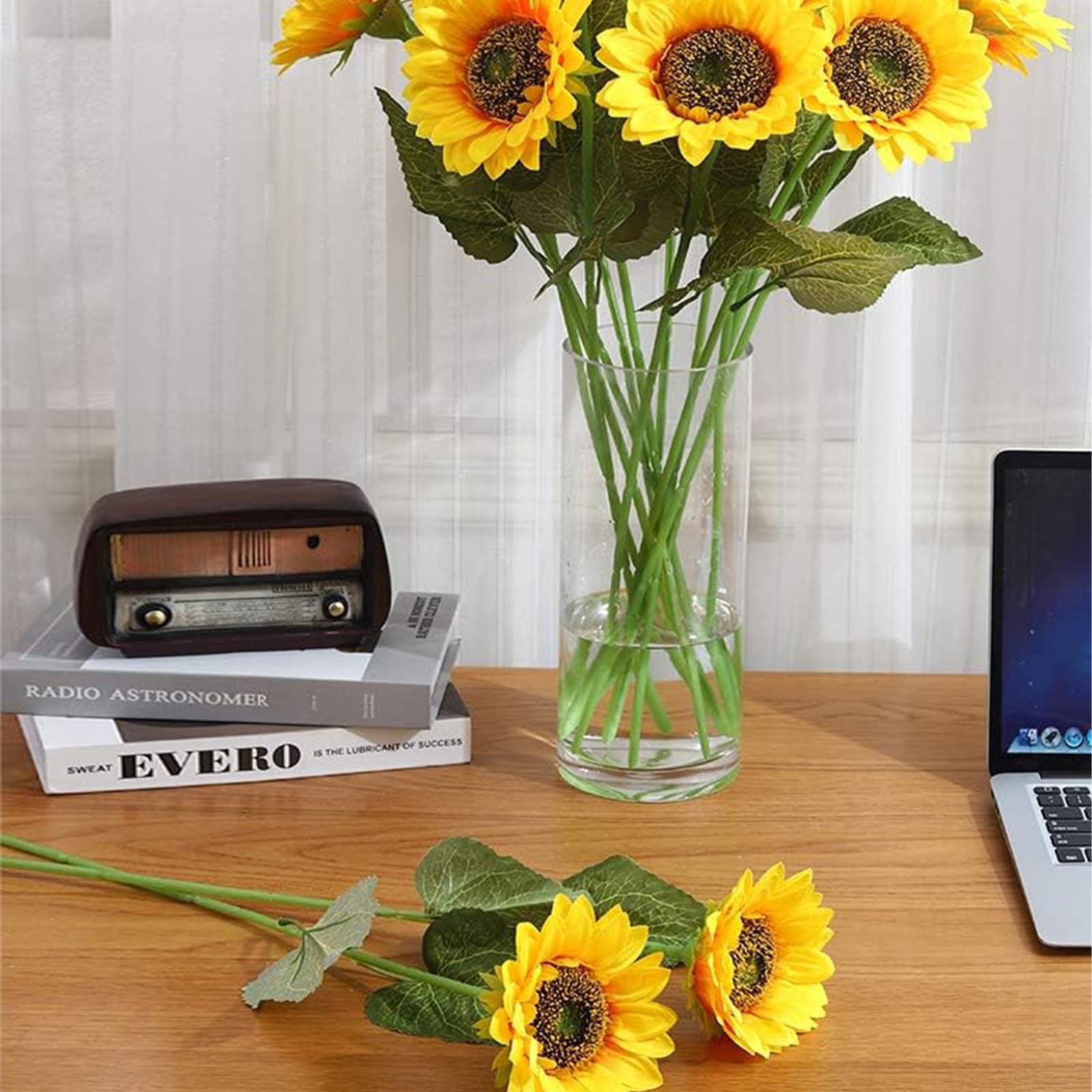 mofgkuz Sunflowers Aartificial Flowers, Sunflower Simulation Flower Decoration, Outdoor Indoor Home Office Parties Wedding Birthday Party, Yellow Summer Decor 5PCS image 4