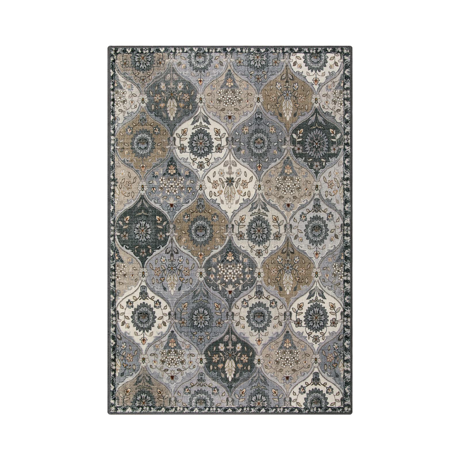 Lahome Moroccan Trellis Area Rug, 2x3 Entry Rug Non-Slip Washable Indoor Door Mat, Small Oriental Accent Throw Rug for Bedroom Kitchen Entryway Bathroom (Grey, 2x3ft) image 6