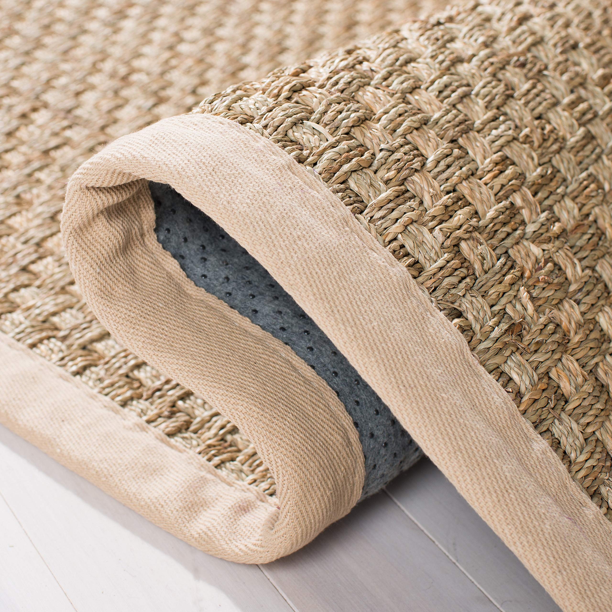 SAFAVIEH Natural Fiber Collection Accent Rug - 2' x 3', Natural &amp; Beige, Border Basketweave Seagrass Design, Easy Care, Ideal for High Traffic Areas in Entryway, Living Room, Bedroom (NF114A) image 4
