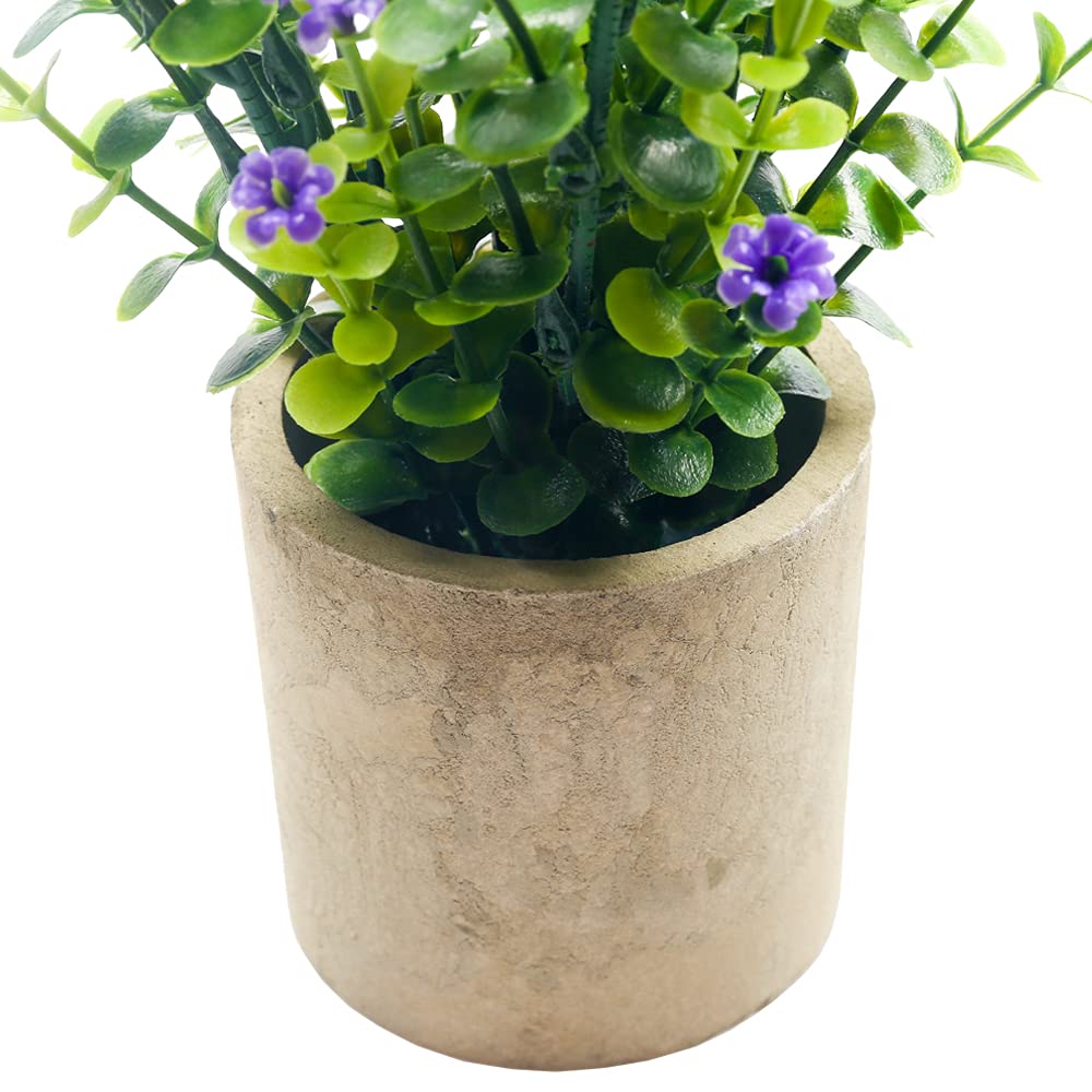 Svenee Artificial Mini Potted Plants Fake Plastic Milan Flower for Farmhouse Living Room Bathroom Office Desk Shelf Home Greenery Decoration (Purple) image 1