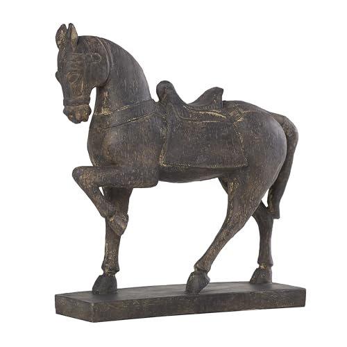 Deco 79 Polystone Horse Decorative Sculpture Prancing Home Decor Statue, Accent Figurine 14" x 4" x 15", Brown image 8