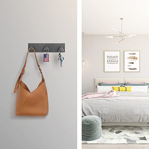 VIRFIN Key Holder for Wall with 2 Self-Adhesive Tapes, No Damage Key Holder Rack for Wall with 3 Key Hooks for Entryway, Door, Bathroom, Kitchen(Black) image 5