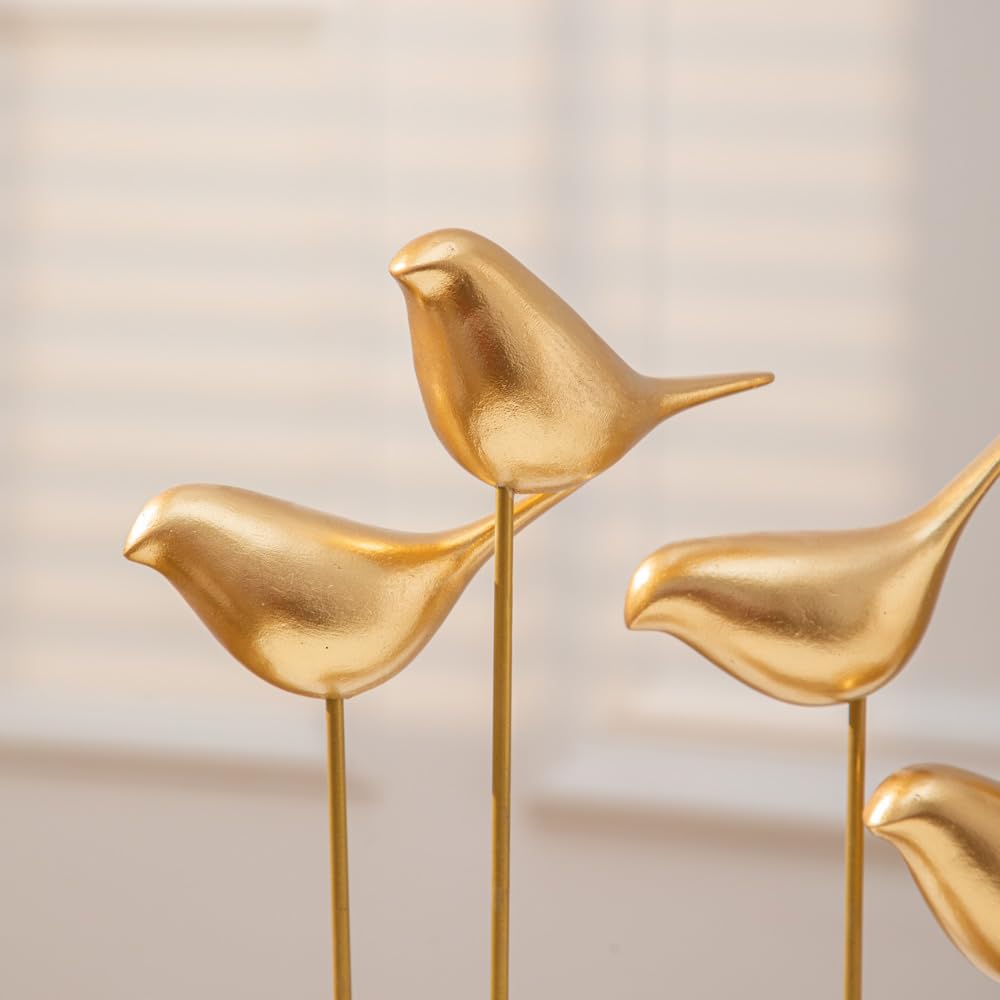 Anding Gold Bird Sculptures Decorative Accessories, Small Animal Statues, Modern Home Decoration, Shelf Decorations Bookshelf, Coffee Table, Shelf Knickknacks (A51521 Gold Bird) image 5