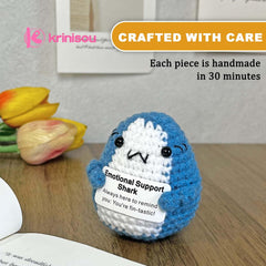 Krinisou Positive Crochet Shark Gifts, Crocheted Emotional Support Animal, Unique Birthday Gift for Shark Lovers Friends Women Men 1Pc image 1