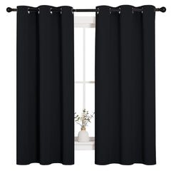 NICETOWN Halloween Pitch Black Solid Thermal Insulated Grommet Blackout Curtains/Drapes for Bedroom Window (2 Panels, 42 inches Wide by 63 inches Long, Black) image 0