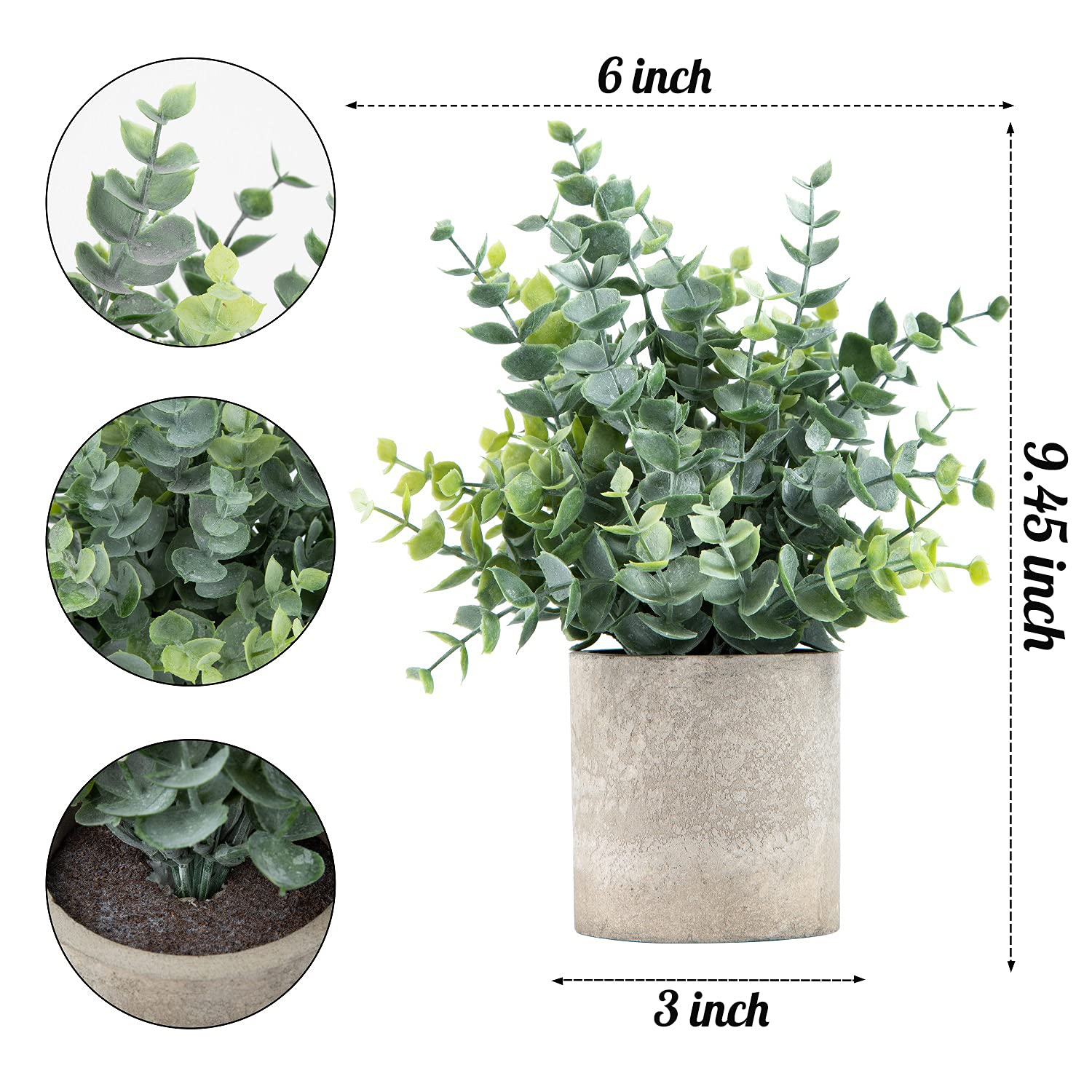 Coferset 2 Pack Small Fake Plants Eucalyptus Potted Artificial Plants for Shelf Desk Home Bathroom Farmhouse Room Coffee Table Decor (Sage Green) image 1