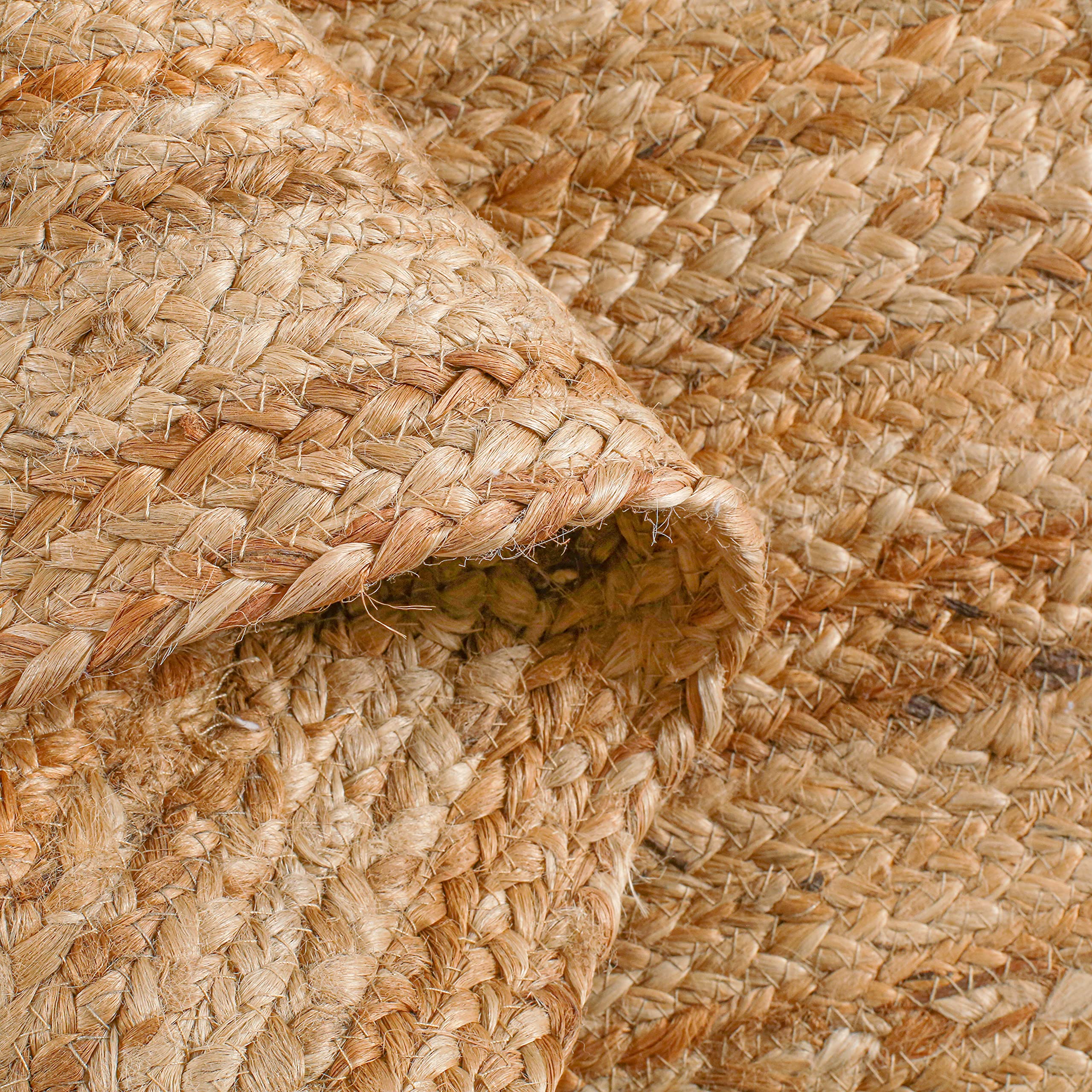Hausattire Hand Woven Jute Braided Rug, 2'x3' – Natural, Reversible Boho Entry Area Rugs for Kitchen, Living Room I Farmhouse Indoor Outdoor Decorative Floor Rug, 24x36 Inches image 6