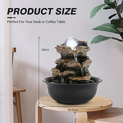 WICHEMI Indoor Fountains Tabletop Fountain Waterfall Fountain Indoor Water Feature Stacked Rocks Feng Shui Zen Meditation Relaxation Desktop Fountain with LED Light for Home and Office Decor(Style 5) image 2