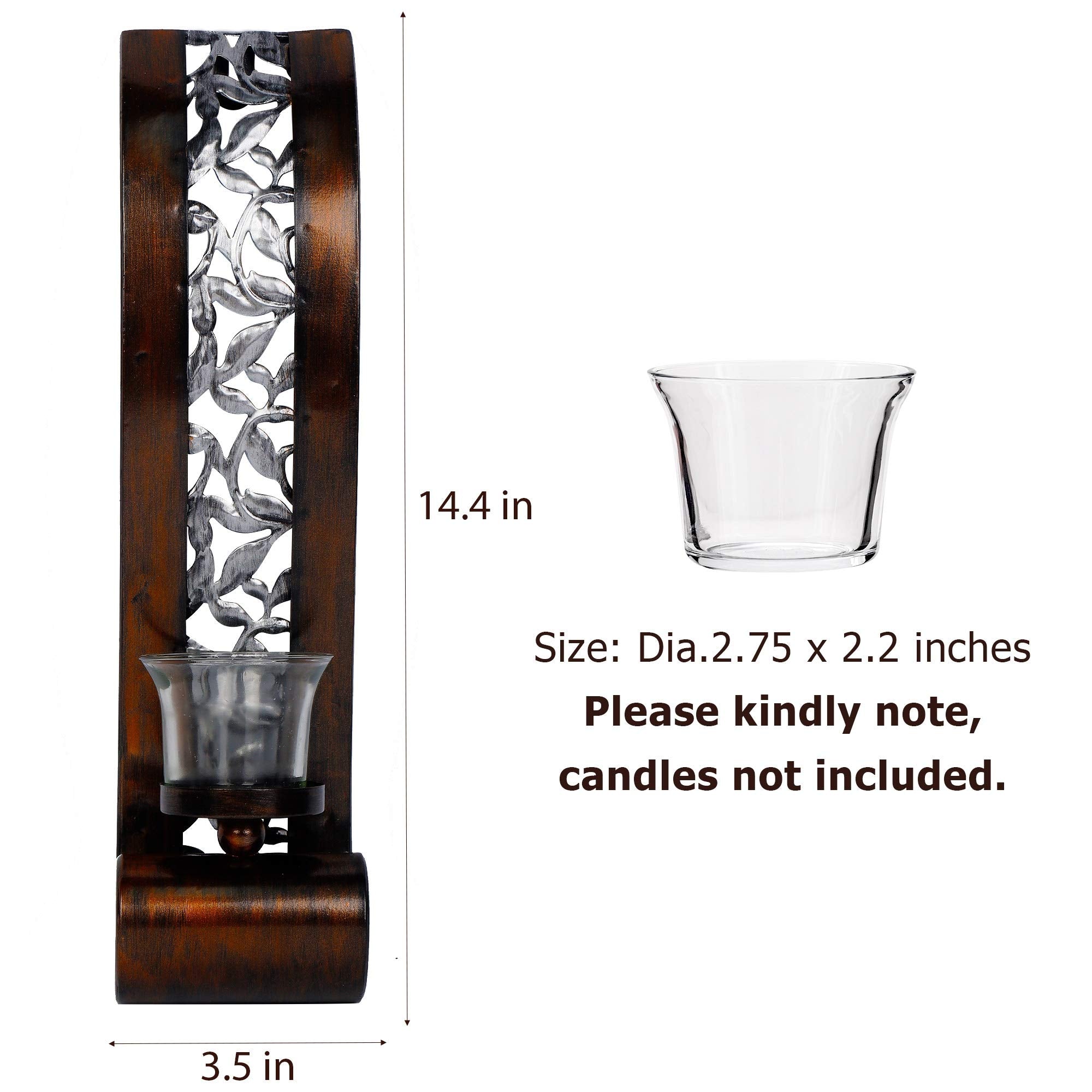 Shelving Solution Wall Sconce 14.4 x 3.5 Inch, with Tea Light Candle Holder Antique Bronze Style Metal Wall Art Decorations for Living Room, Bathroom, Dining Room and Office, Set of 2 image 6