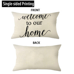 Ogiselestyle Farmhouse Pillow Covers with Welcome to Our Home Quotes 12 x 20 Inch Home Decorative Cushion Case for Sofa Couch Housewarming Gifts Family Room Décor image 2