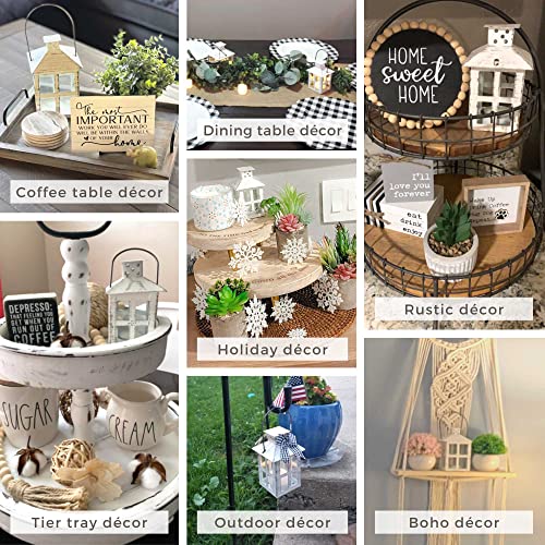 Kate Aspen Rustic Farmhouse White Candle Holder, Wedding, Centerpiece Table, Home, Shelf, 5 inch Decorative Lantern image 4