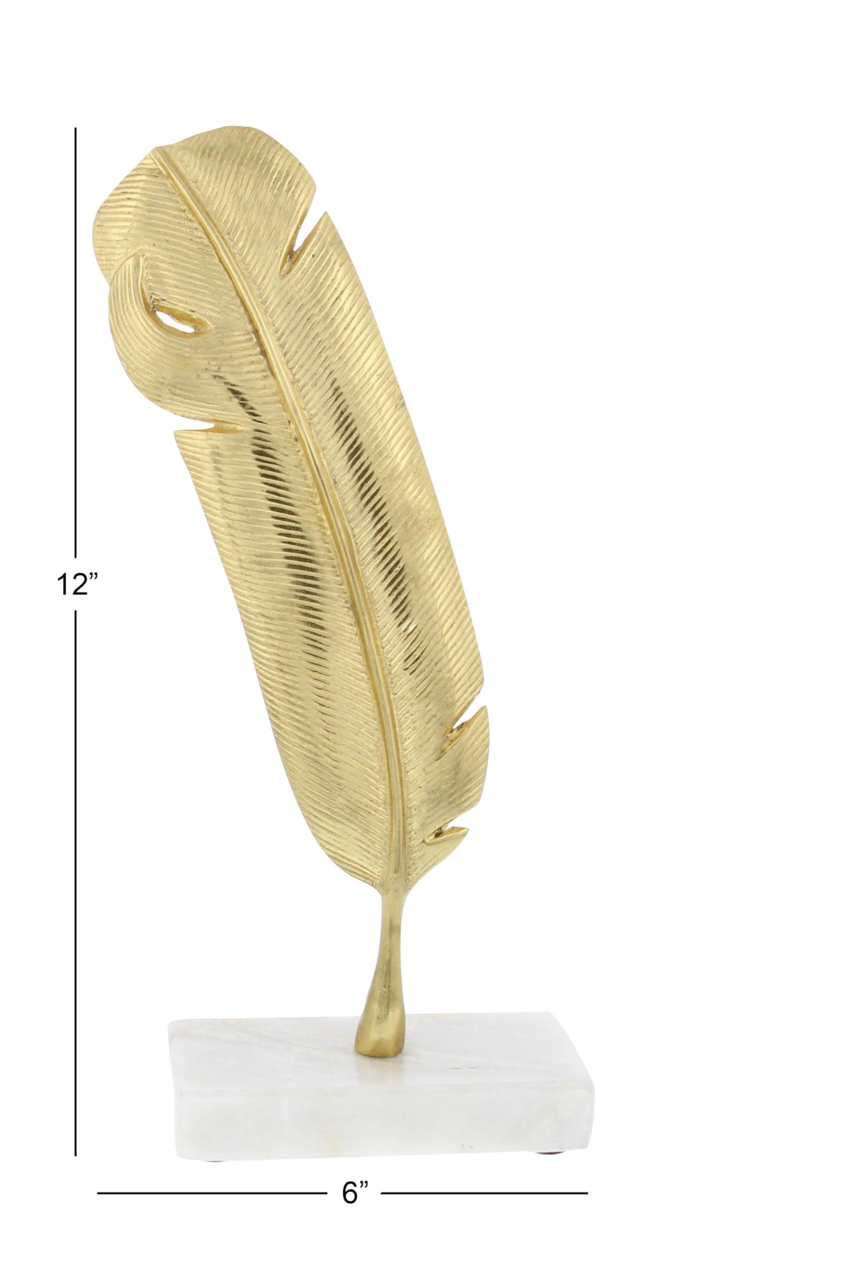 CosmoLiving by Cosmopolitan Aluminum Metal Bird Decorative Sculpture Feather Home Decor Statue, Accent Figurine 6" x 2" x 12", Gold image 1