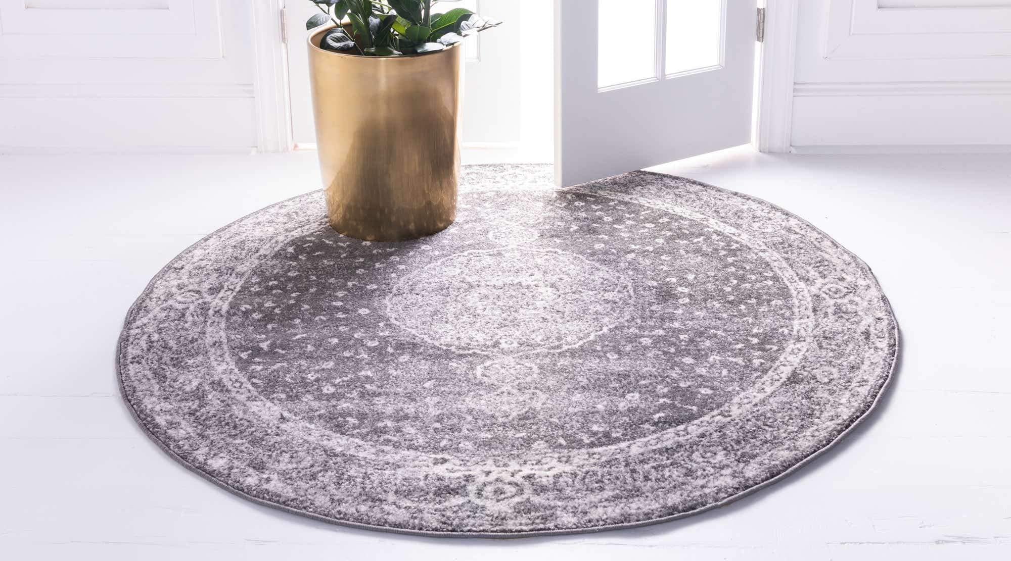 Unique Loom Bromley Collection Area Rug - Midnight (3' 1" Round, Dark Gray/ Gray) image 8