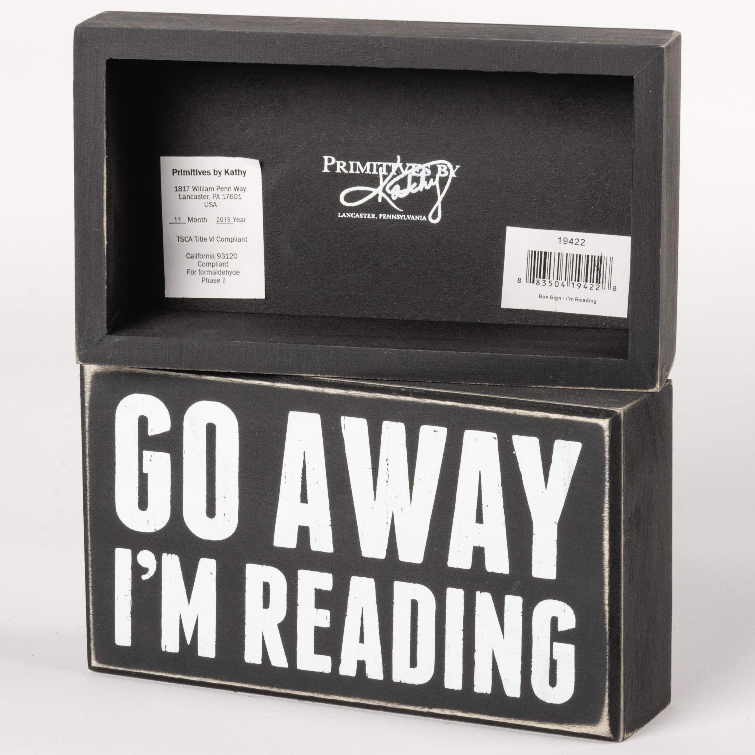 Primitives by Kathy 19422 Box Sign, 7" x 4", I'm Reading image 2