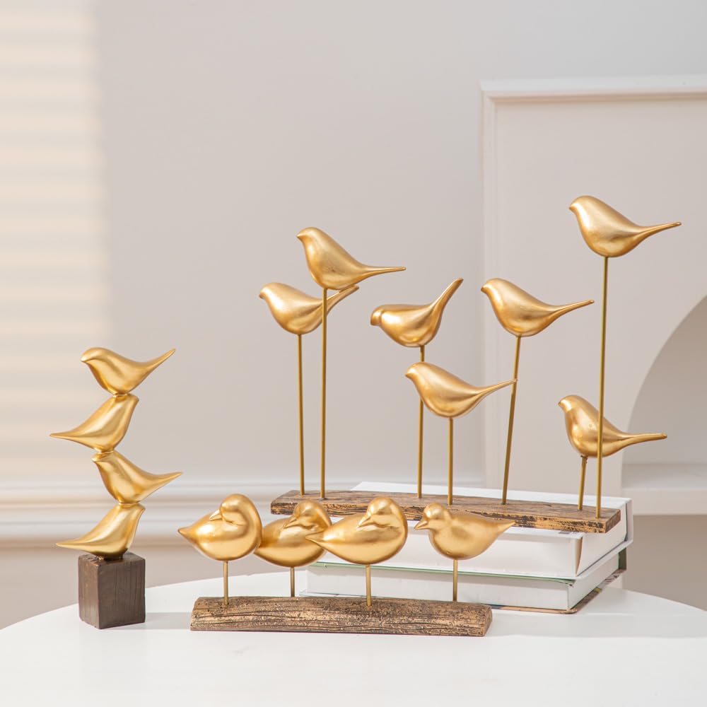 Anding Gold Bird Sculptures Decorative Accessories, Small Animal Statues, Modern Home Decoration, Shelf Decorations Bookshelf, Coffee Table, Shelf Knickknacks (A51521 Gold Bird) image 2