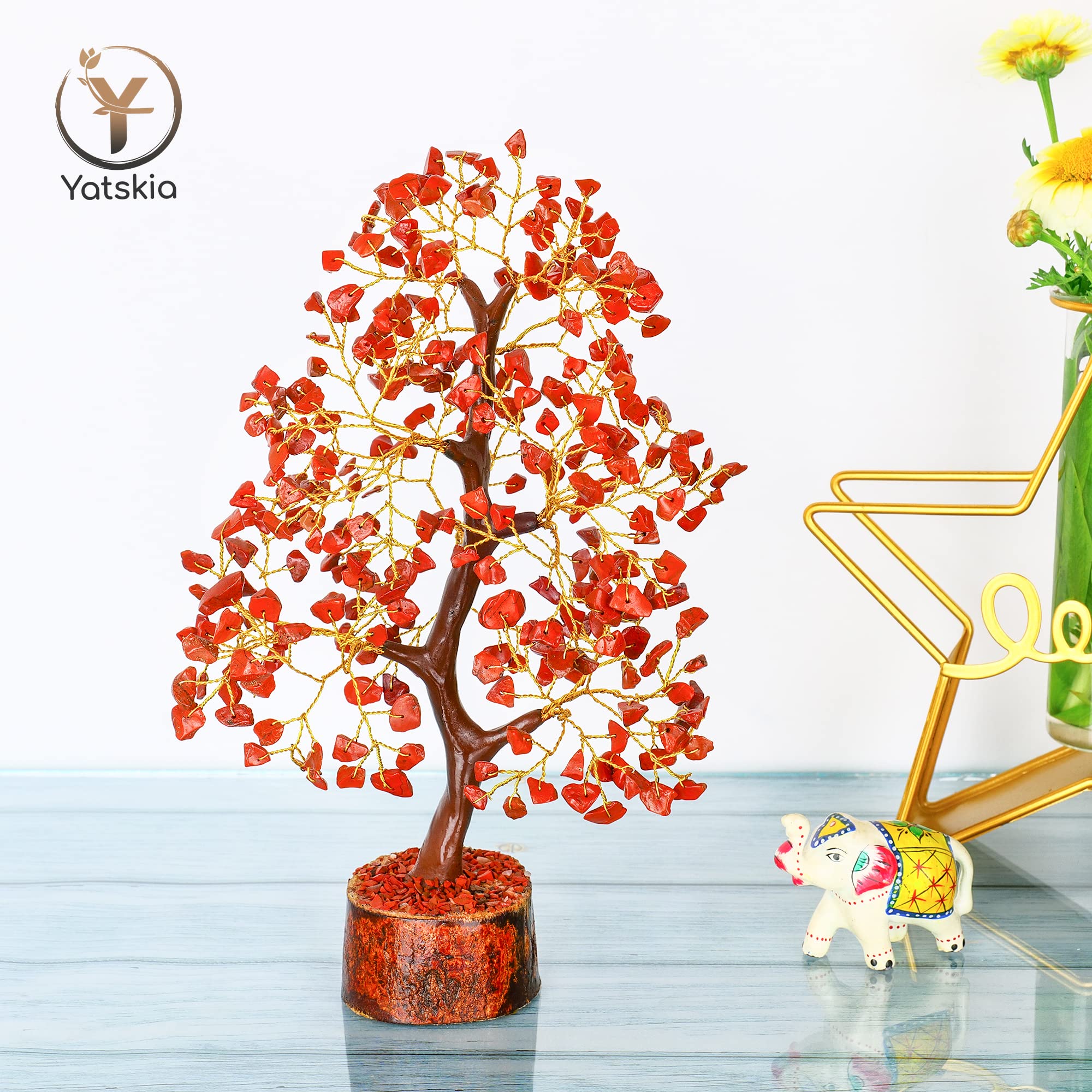 YATSKIA Red Jasper Crystals - Crystal Tree of Life - Gemstone Tree - Spiritual Items - Meditation Room Decor - Spiritual Decor - Reiki Gifts - Good Luck Charms - Metaphysical Gifts image 3
