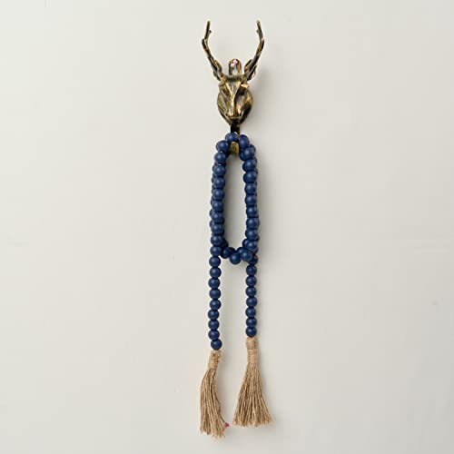 OMISHE 59in Wood Bead Garland with Tassels, Wooden Beads Garland, Decorative Beads Garland Decor, Farmhouse Beads Garland for Wall Hanging Home Festival Decor, Navy Blue image 5