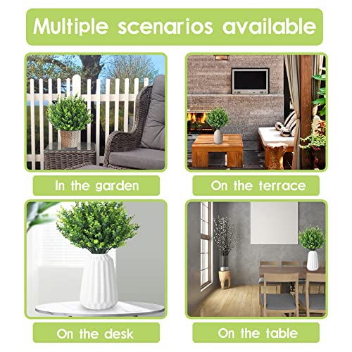 HTEEP 12Pcs artificial Boxwood shrubs, UV resistant and colorfast, outdoor artificial flowers, artificial farm greens, poplar stem false plants, gardens, offices image 4