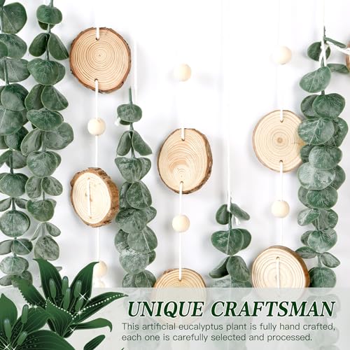 Sggvecsy 21’’ Eucalyptus Wall Hanging Decor Artificial Eucalyptus Plant Fake Greenery Leaves Boho Wall Decor with Wooden Stick for Bedroom Bathroom Kitchen Rustic Farmhouse Home Living Room Decoration image 1
