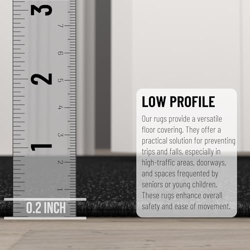 Machine Washable Modern Solid Design Non-Slip Rubberback 2x3 Traditional Area Rug for Entryway, Bedroom, Kitchen, Bathroom, 2'3" x 3', Black image 9