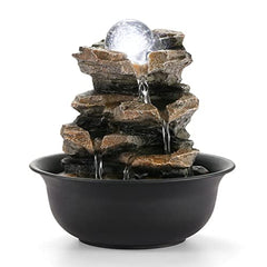 WICHEMI Indoor Fountains Tabletop Fountain Waterfall Fountain Indoor Water Feature Stacked Rocks Feng Shui Zen Meditation Relaxation Desktop Fountain with LED Light for Home and Office Decor(Style 5) image 0