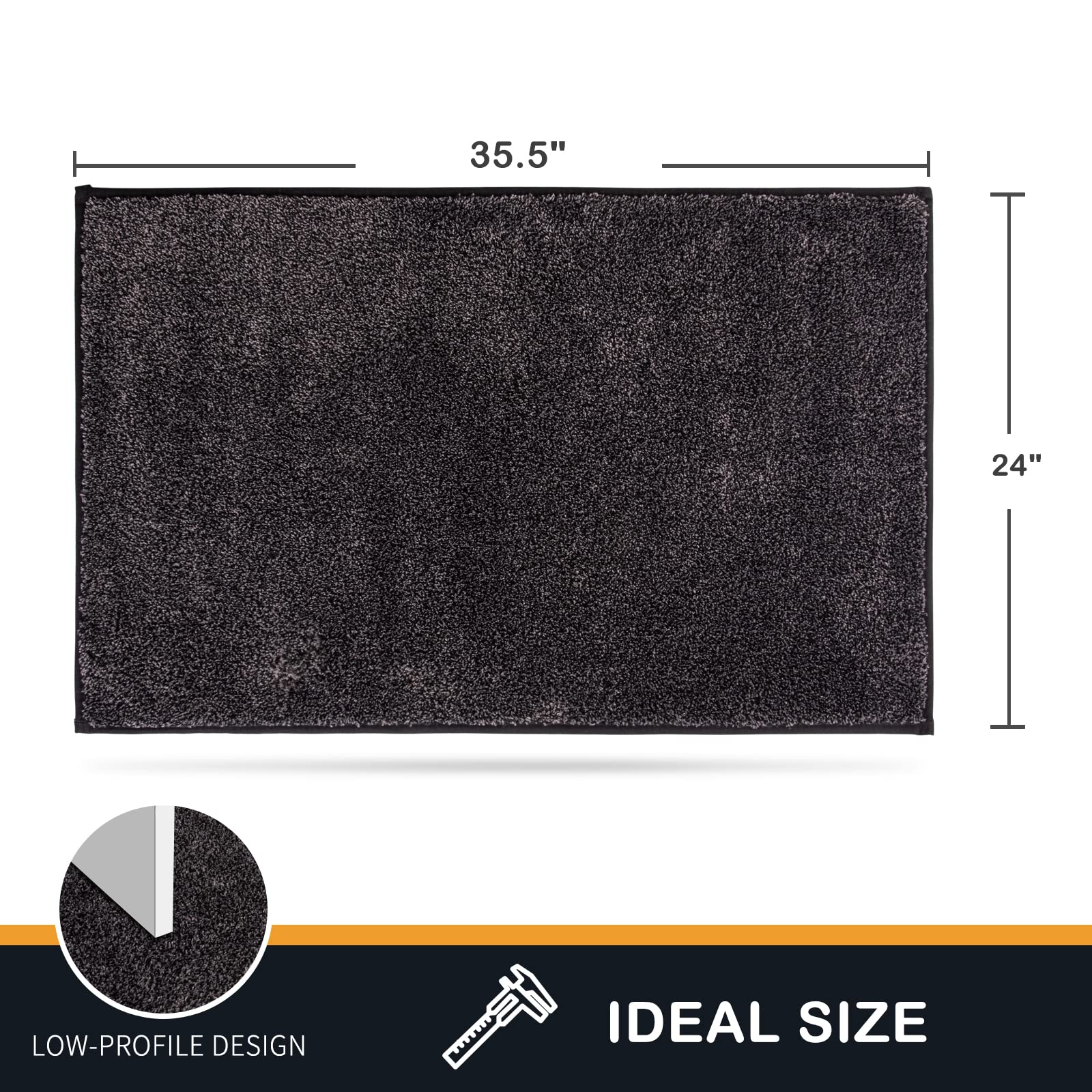 PURRUGS Dirt Trapper Door Mat 24" x 35.5", Non-Slip Machine Washable Entry Rug, Shoe Scraper, Dog Door Mat, Super Absorbent Welcome Mat for Front &amp; Back Door, Muddy Shoes &amp; Paws, Charcoal image 1