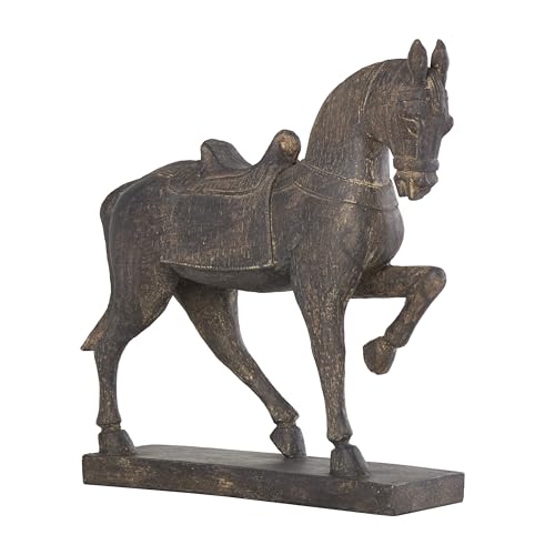 Deco 79 Polystone Horse Decorative Sculpture Prancing Home Decor Statue, Accent Figurine 14" x 4" x 15", Brown image 9
