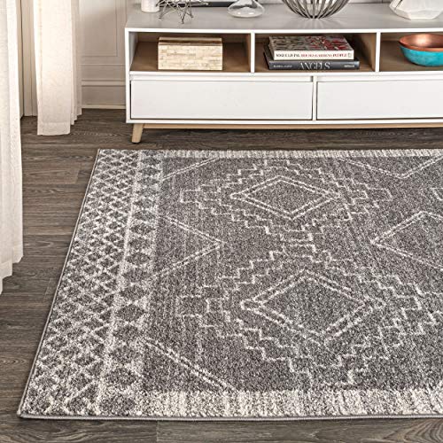 JONATHAN Y MOH200C-8 Amir Moroccan Beni Souk Indoor Area-Rug Bohemian Farmhouse Rustic Geometric Easy-Cleaning Bedroom Kitchen Living Room Non Shedding, 8 X 10, Gray,cream image 9