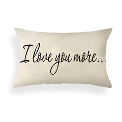 Ogiselestyle Farmhouse Pillow Covers with I Love You More Quotes 12" x 20" Lumbar Pillow Covers Home Decorative Linen Cushion Case for Sofa Couch Housewarming Gifts Family Room Décor image 0