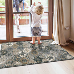 Lahome Moroccan Trellis Area Rug, 2x3 Entry Rug Non-Slip Washable Indoor Door Mat, Small Oriental Accent Throw Rug for Bedroom Kitchen Entryway Bathroom (Grey, 2x3ft) image 1