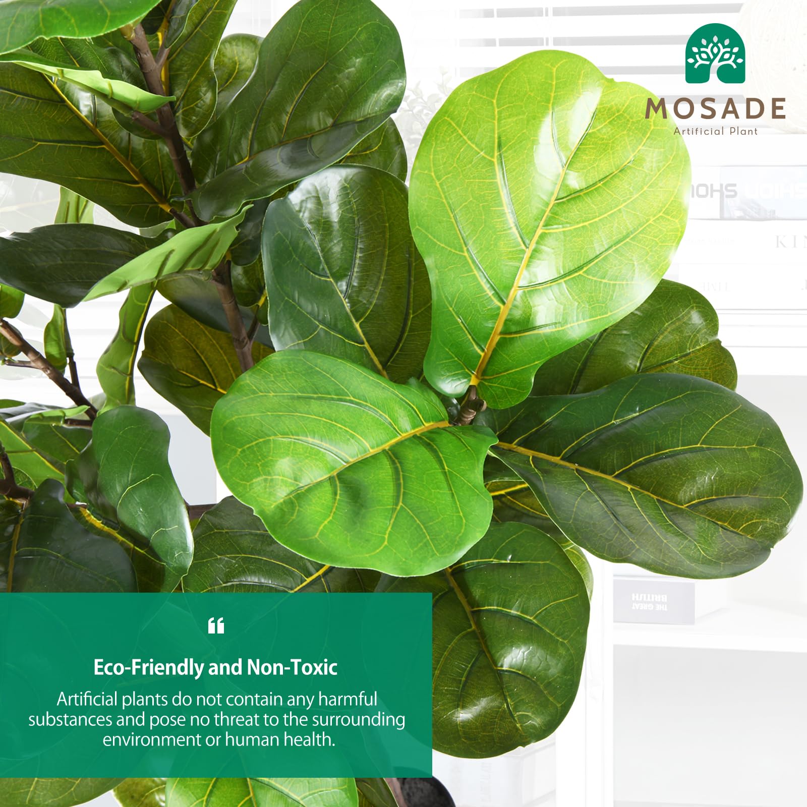 MOSADE Artificial Fiddle Leaf Fig Tree 50" Fake Potted Ficus Lyrata Plant with Handmade Seagrass Basket, Perfect Faux Plants Home Décor for Indoor Outdoor Office Porch Balcony Bedroom Bathroom Gift image 5
