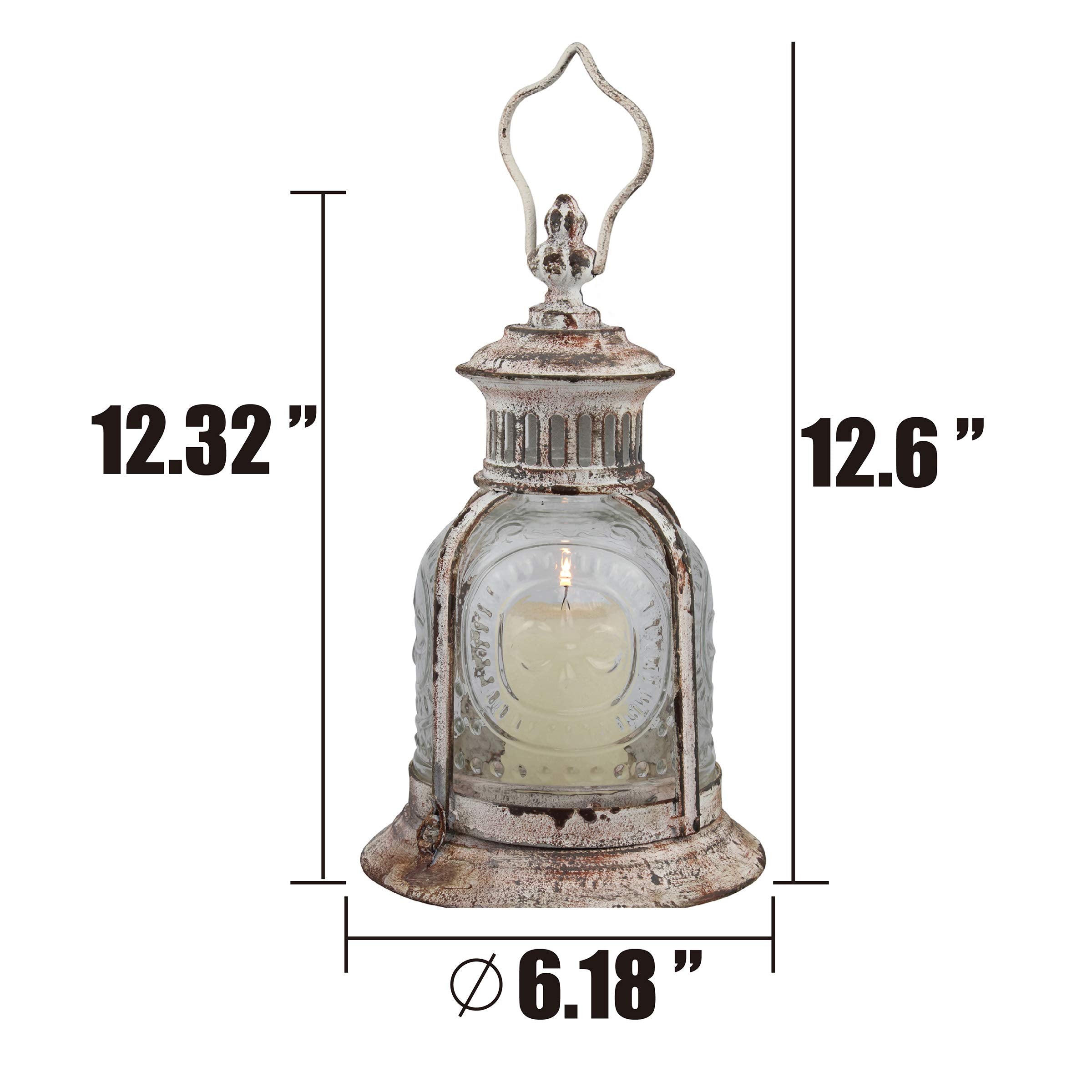 Stonebriar Antique White Metal Votive Candle Lantern with Handle image 3
