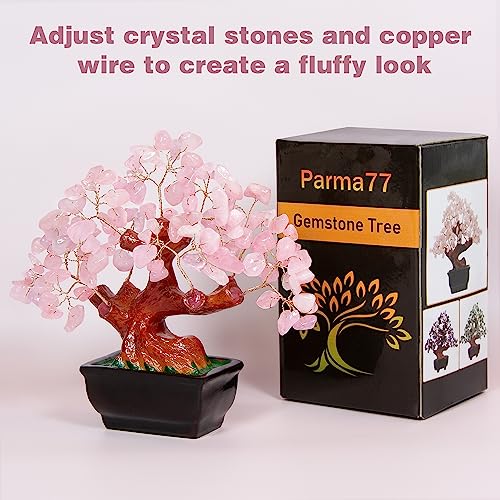 Parma77 Feng Shui Natural Rose Pink Quartz Crystal Money Tree Bonsai Style Decoration for Wealth and Luck image 5