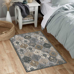 Lahome Moroccan Trellis Area Rug, 2x3 Entry Rug Non-Slip Washable Indoor Door Mat, Small Oriental Accent Throw Rug for Bedroom Kitchen Entryway Bathroom (Grey, 2x3ft) image 3