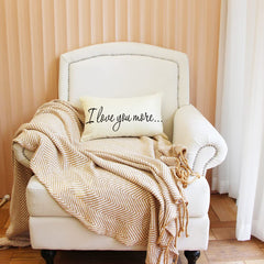 Ogiselestyle Farmhouse Pillow Covers with I Love You More Quotes 12" x 20" Lumbar Pillow Covers Home Decorative Linen Cushion Case for Sofa Couch Housewarming Gifts Family Room Décor image 2