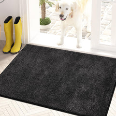 PURRUGS Dirt Trapper Door Mat 24" x 35.5", Non-Slip Machine Washable Entry Rug, Shoe Scraper, Dog Door Mat, Super Absorbent Welcome Mat for Front &amp; Back Door, Muddy Shoes &amp; Paws, Charcoal image 0