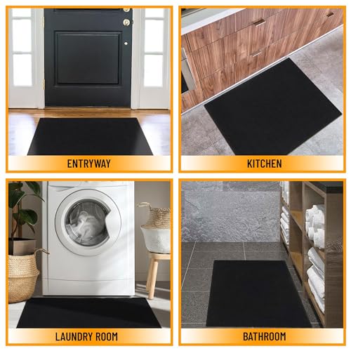 Machine Washable Modern Solid Design Non-Slip Rubberback 2x3 Traditional Area Rug for Entryway, Bedroom, Kitchen, Bathroom, 2'3" x 3', Black image 10