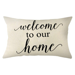 Ogiselestyle Farmhouse Pillow Covers with Welcome to Our Home Quotes 12 x 20 Inch Home Decorative Cushion Case for Sofa Couch Housewarming Gifts Family Room Décor image 0