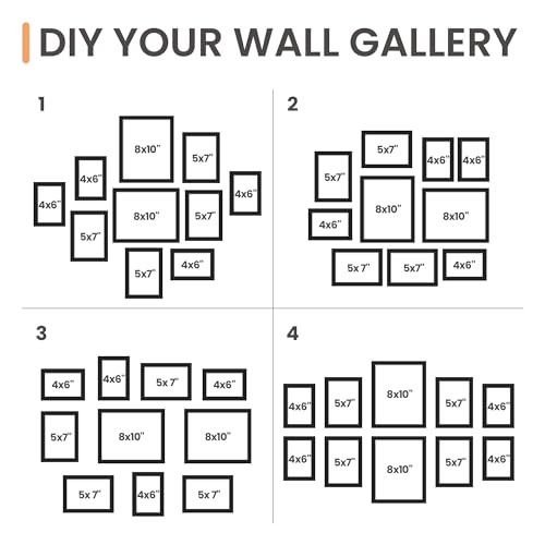 upsimples 10 Pack Picture Frames Collage Wall Decor with Glass, Gallery Wall Frame Set for Wall Mounting or Tabletop Display, Multi Sizes Including 8x10, 5x7, 4x6 Family Photo Frames, Black image 6