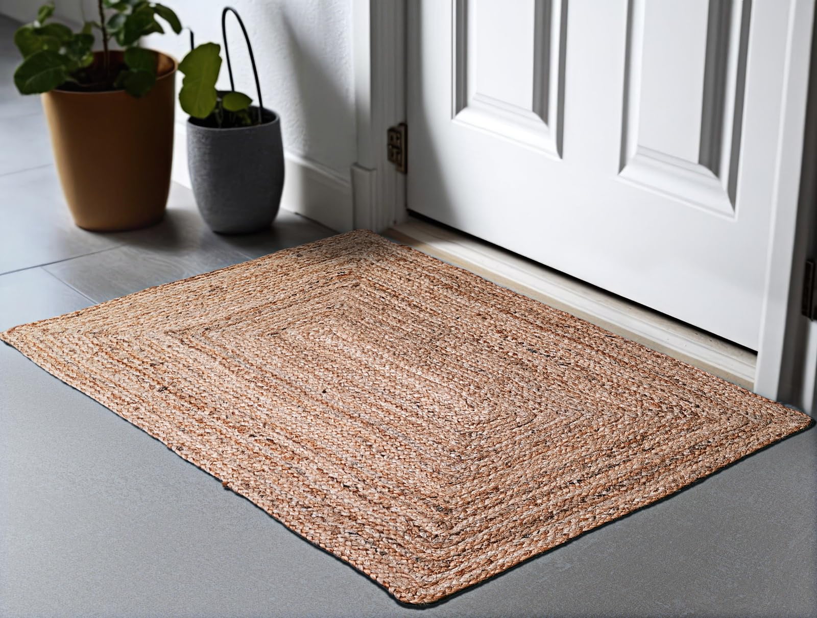 Hausattire Hand Woven Jute Braided Rug, 2'x3' – Natural, Reversible Boho Entry Area Rugs for Kitchen, Living Room I Farmhouse Indoor Outdoor Decorative Floor Rug, 24x36 Inches image 8