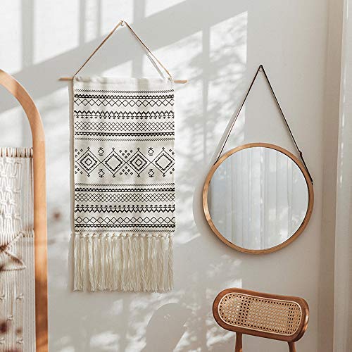 Dremisland Macrame Woven Wall Hanging Tapestry- Boho Chic Bohemian Home Decor Geometric Art Decor Boho Backdrop - Beautiful Apartment Dorm Room Door Decoration, 17.7" W x 32" L (Sendia-Black) image 6